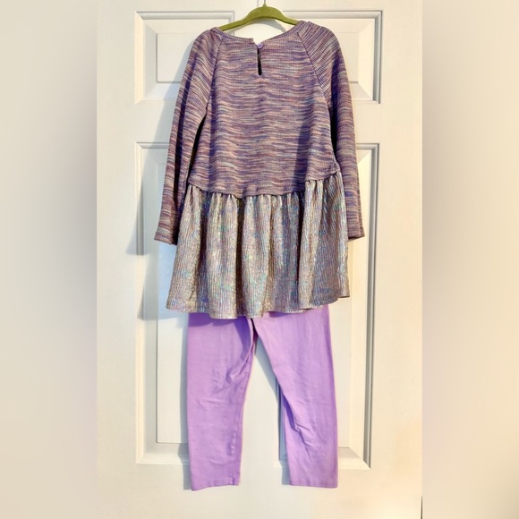 Bonnie Jean Long Sleeved Space Dyed Foiled Knit Top & Solid Stretch Leggings - Picture 6 of 6